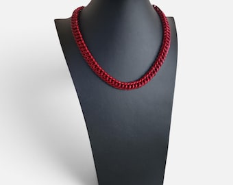 Red chainmail necklace | any length | one or two colors | handcrafted