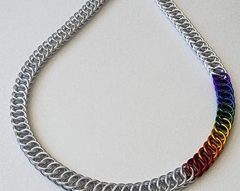 LGBTQ+ Pride  chainmail necklace, choker, or collar. Handcrafted to order