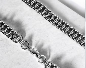 Stainless Steel Chainmail Half Persian 4 in 1 Neck Chain / Handmade up to 22 inches / chainmale barber / Meticulously Handcrafted