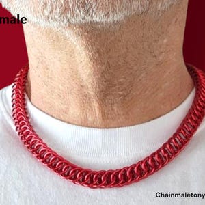 Custom Red Aluminum Petplay / Pupplay Collars | Handmade in lengths up to 22 inches | Includes detachable clasp | lockable | Sleek Design