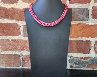 Dark Rose Aluminum Chainmail  Necklace, Custom Length solid or two color combination