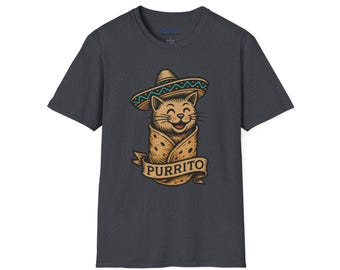 Purrito Cat Burrito T-Shirt  Funny Sombrero Kitty Tee