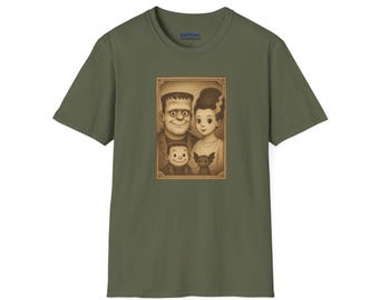 Vintage Frankensteins Monster Family Portrait Halloween Tee Cute Retro Horror Shirt Unisex
