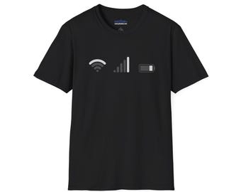 WiFi Signal Battery Shirt - Modern Tech-Inspired Connected Tee