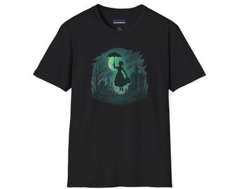 Gothic Flying Nanny T-Shirt Spooky Mary Poppins Parody Tee Haunted Victorian Halloween Shirt