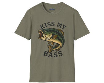 Kiss My Bass grappig visserij-T-shirt Bass Fisherman Gift-T-shirt