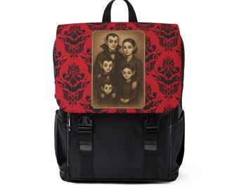 Vintage Vampire Family Backpack Gothic Red Baroque Portrait Bag