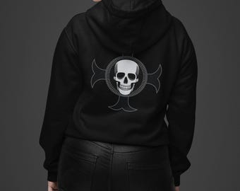 Carpe Crustum Gothic Templar Skull Hoodie - Cross Emblem Design