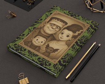 Frankenstein Family Gothic Journal  Spooky Hardcover Notebook for Halloween Lovers