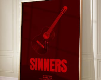 Sinners Wall Art | Movie Poster | Digital Download | Wall Art Print | College Dorm | Gift Idea | Michael B Jordan | Horror | Ryan Coogler
