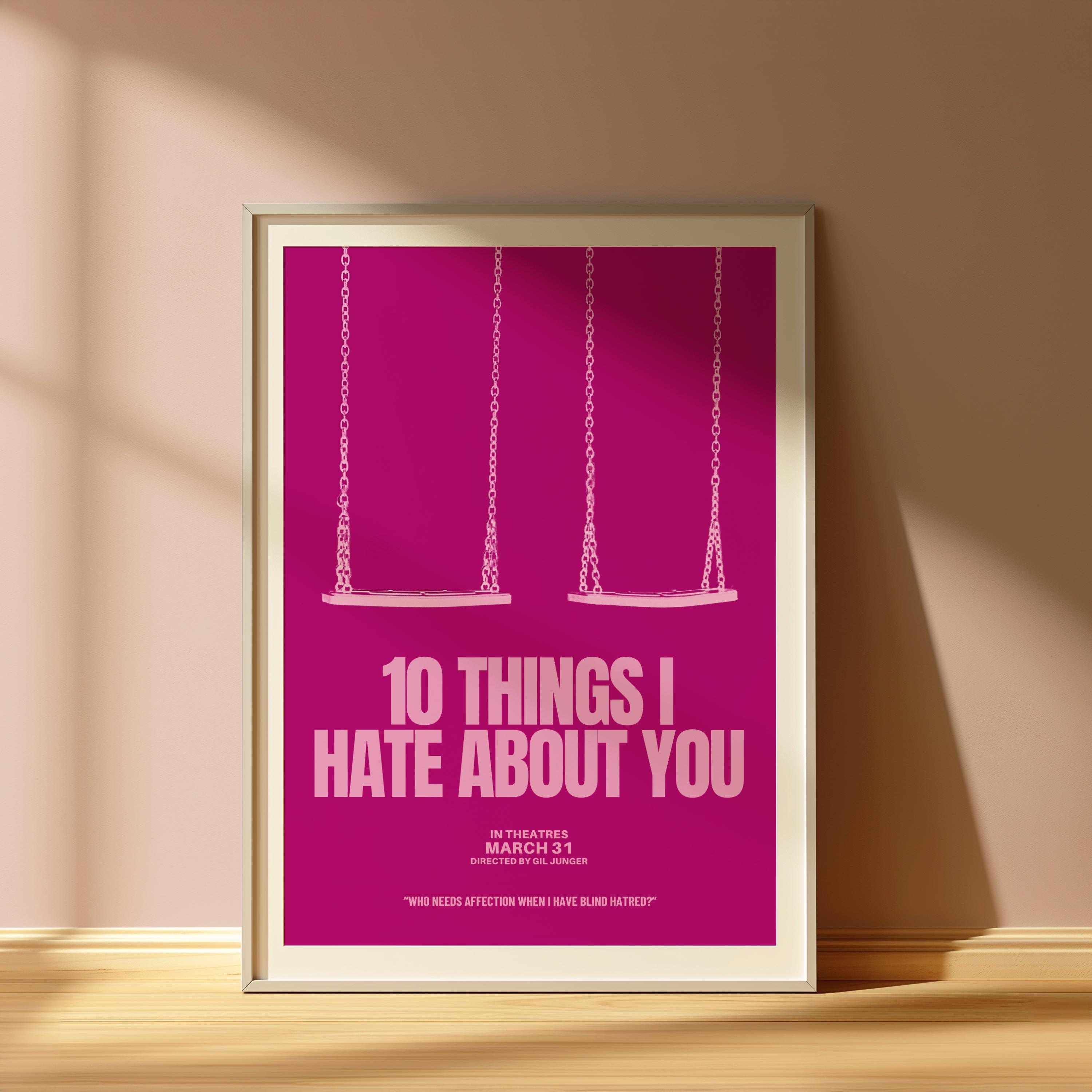 10 Things I Hate About You Wall Art | Movie Poster | Digital Download | Wall Art Print | College Dorm | Gift Idea | Heath Ledger