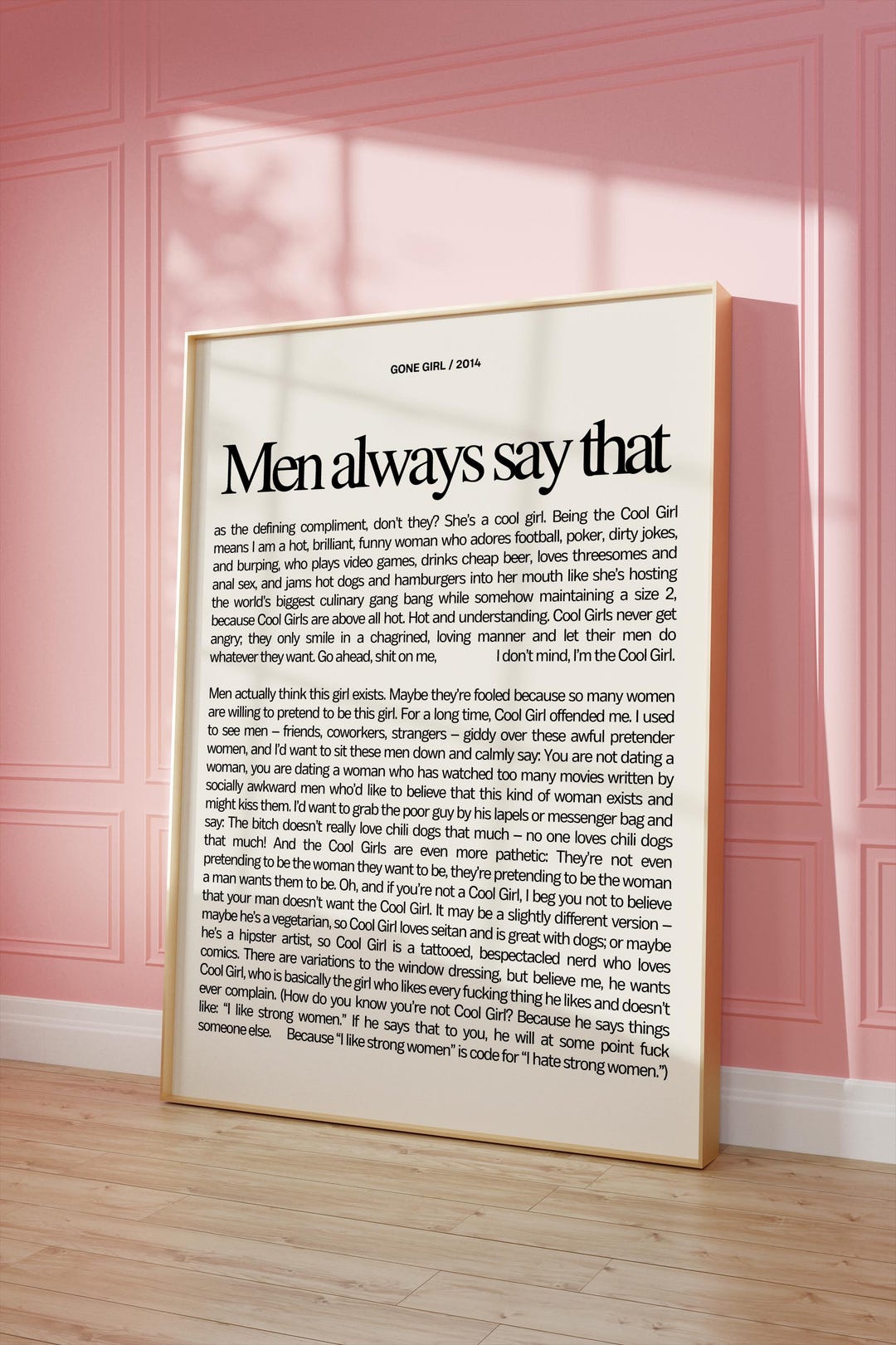 Gone Girl Wall Art | Cool Girl Monologue Poster | Digital Download ...