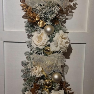 Creme und Gold, Holiday Swag, Weihnachtsswag, Haustür Dekor, Urlaub Dekor, Winter Swag, Weihnachten, Elegantes Dekor