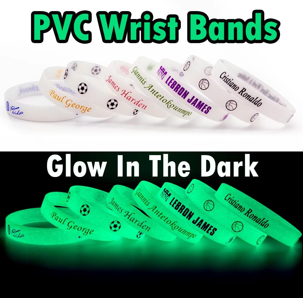 KAYEF Pack Of 50 Silicone Bracelets, Glow In The Dark For