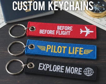 Bestickter Schlüsselanhänger, personalisierter Flug Anhänger, Geschenk für die Crew