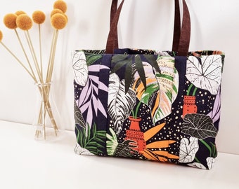 Indoor plant tote bag, plant lover, market bag, shopping tote, beach bag