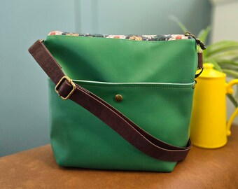 Green faux leather crossbody bag