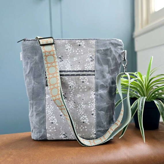 Grey Waxed Canvas Crossbody Bag. Etsy