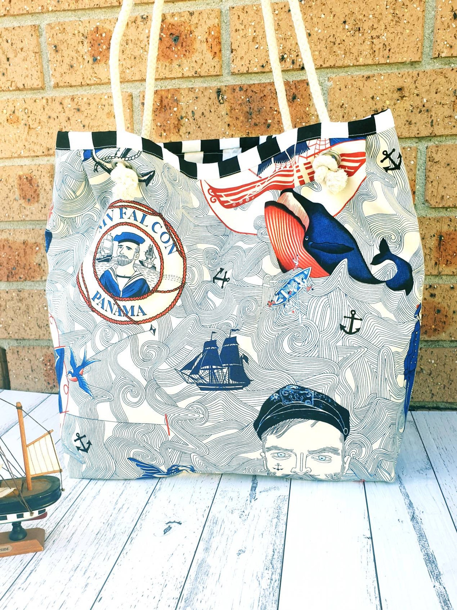 Old School sailor handmade tote bag | Etsy
