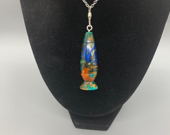 Lava Lamp Premium Necklace Made From Multicolored Acrylic Block. It’s One Of A Kind. So Very Pretty.