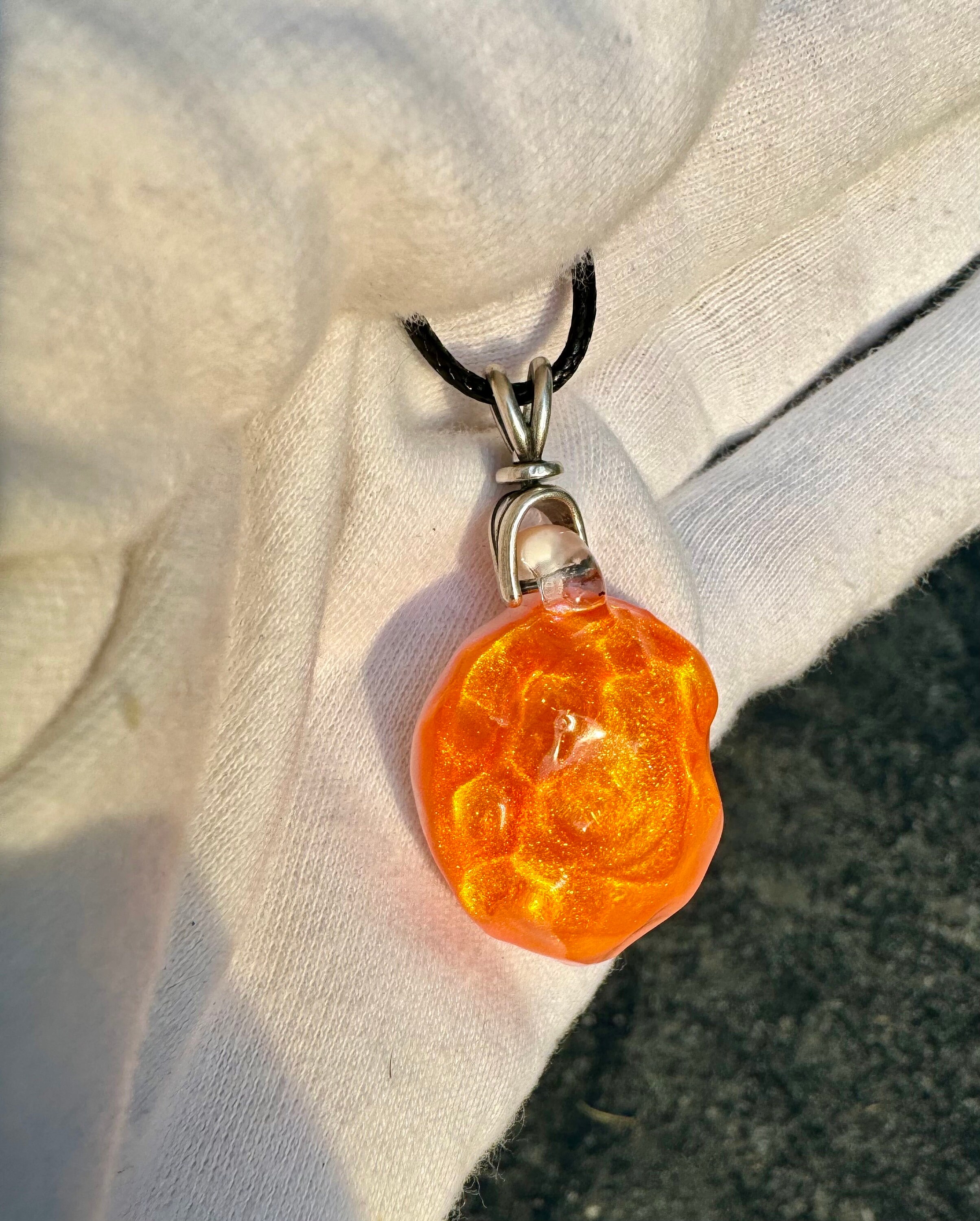 Water ripple pendant orange creamsicle color,ripple pendant,unusual pendant,birthday gift,