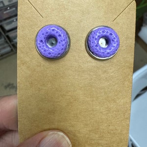 Fruit cereal ring post earrings in purple