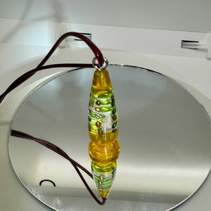 Lava Lamp Necklace with various colored glass microbeads.