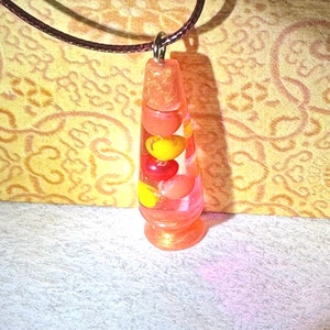Handmade Fruit Cocktail Lava Lamp Pendant Necklace - 18&quot; Cord
