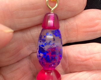 Lava Lamp Necklace In Pink With Blue Guilding Foil Inserts