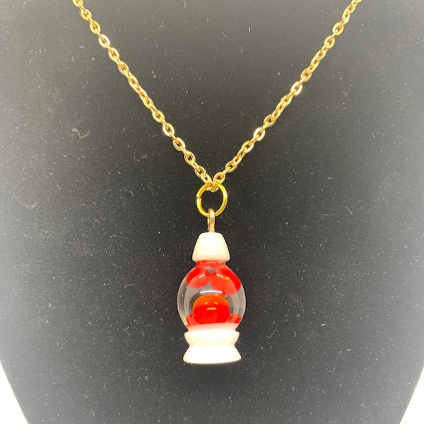 Lava Lamp necklace, white with red balls Potbelly Smallest size yet