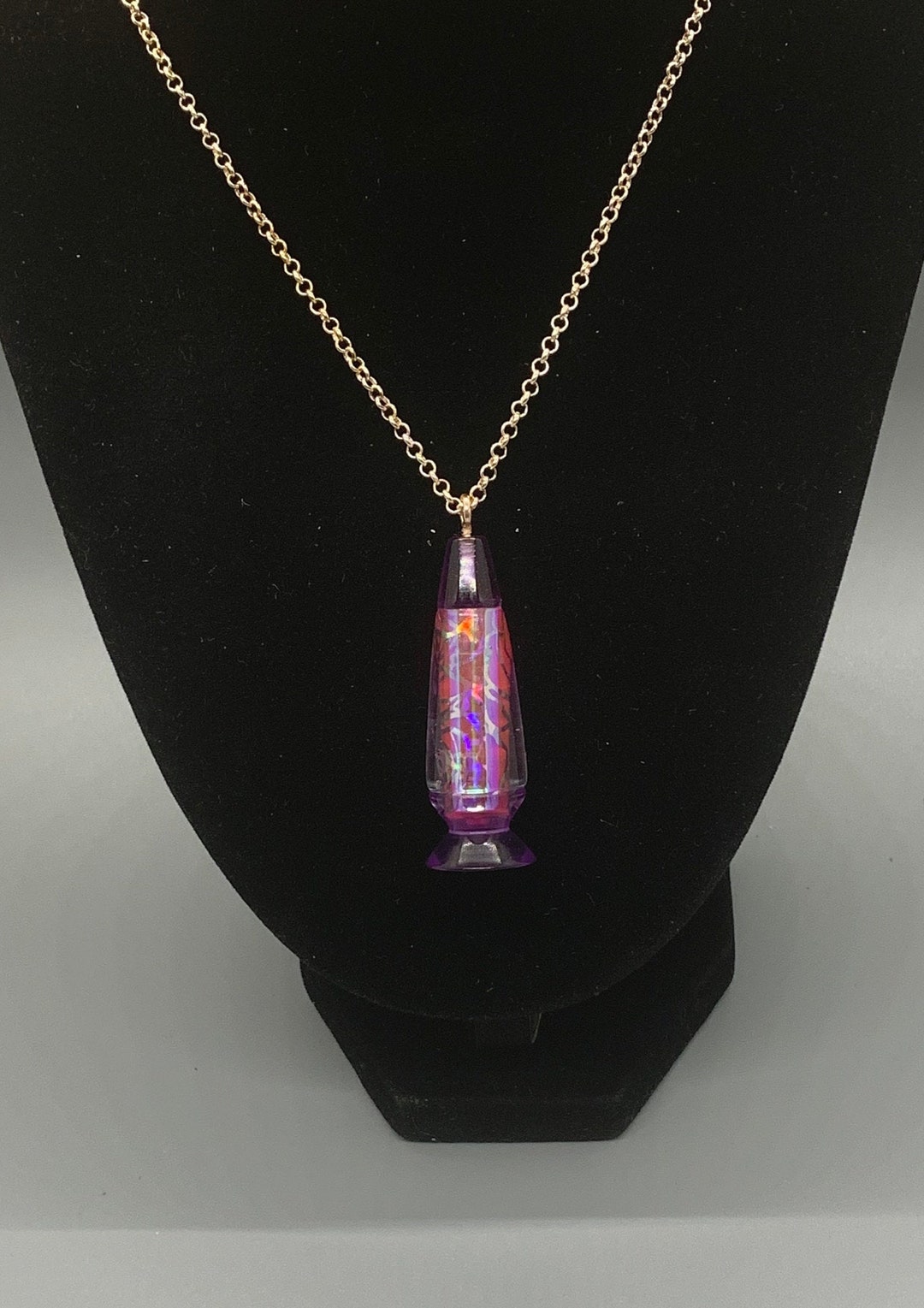 Lava Lamp Necklace With 360 Degrees of Rose Holographic Vinyl. Etsy