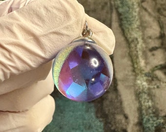 Sphere pendant 3/4 inch sphere deep blue Crystal Faceted Pear Fancy Stone inside,sphere,orb pendant,unusual pendant