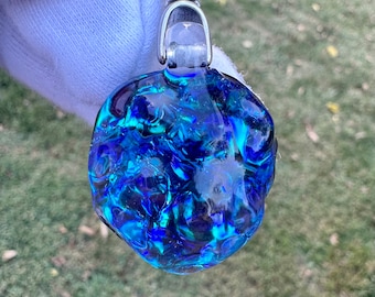 Water ripple pendant blue fusion film inside,ripple pendant,unusual pendant,birthday gift,