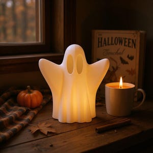 ライトアップティーライトハロウィンゴーストデコレーション：不気味なLED卓上装飾、