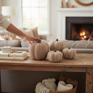 Minimalist Pumpkin Decor: Modern Neutral Fall Accent - PLA Plastic