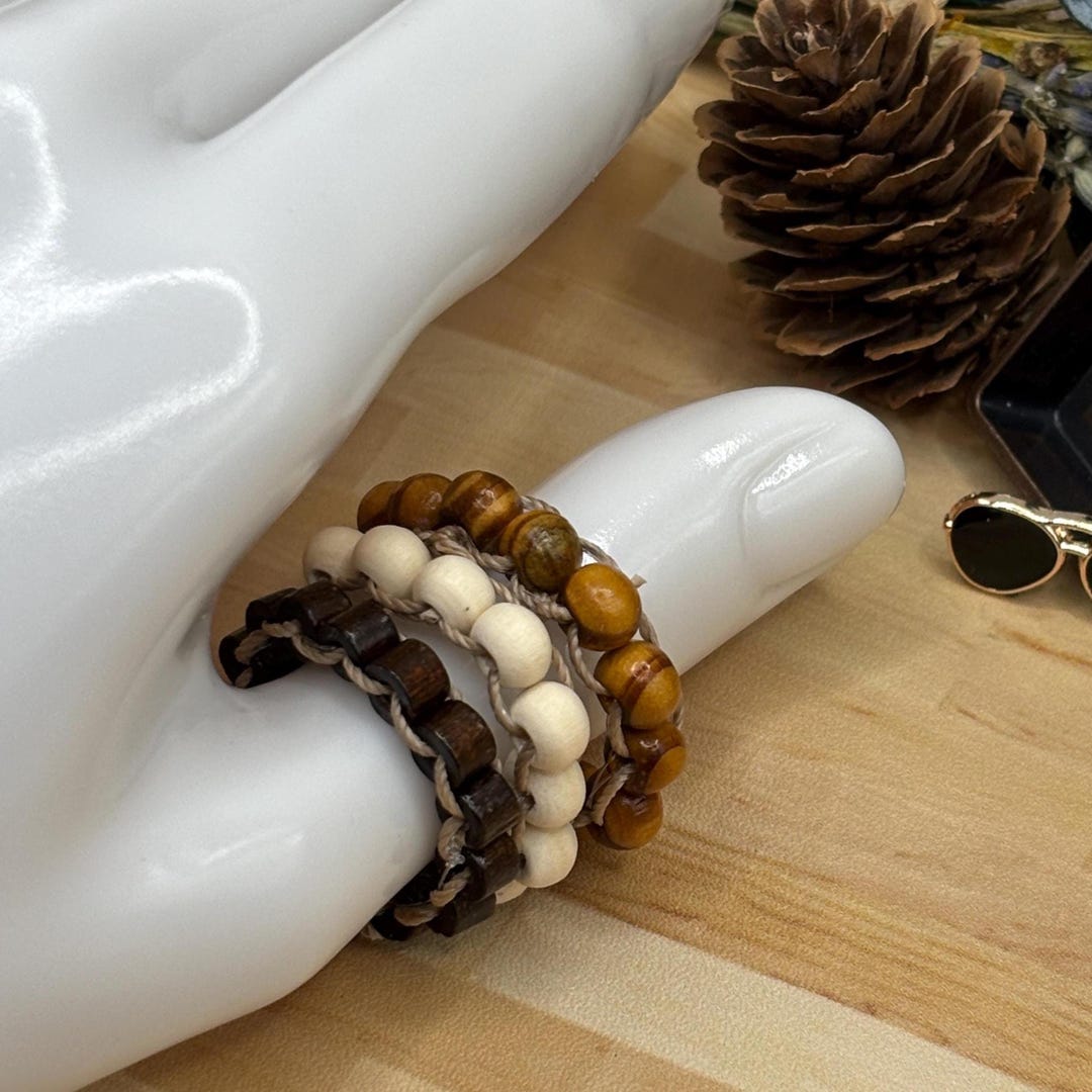 Fidget Ring for Men: Discreet Beaded Wooden Finger Fidgets for Him - Etsy