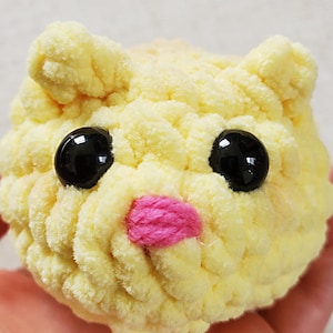 Crochet Yellow Hamster Plushie: Handmade Chenille Yarn Stuffed Animal