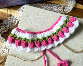 Crochet Strawberry Cat Collar: Handmade Pet Outfit
