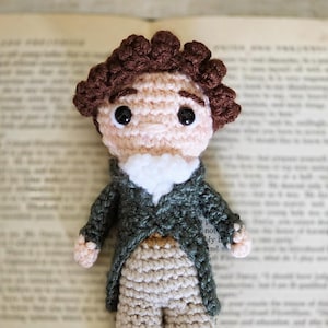 Mr. Darcy Crochet Doll - crochet Jane Austen Pride and Prejudice gift for book lover and literary fan, regency gentleman amigurumi toy