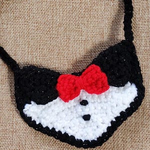 Crochet Tuxedo Cat Bandana: Handmade Formal Pet Costume