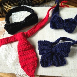 Fancy Pet Neckwear Bundle Crochet 4-Piece Formal Collar Set for Cats and Small Dogs Costume Accessories