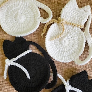 Crochet Cat Coasters - Handmade Drink Coasters, Set of 2