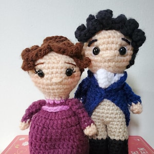 Anne Elliot and Captain Wentworth Crochet Dolls - Handmade Persuasion Set, Jane Austen couple gift, literary amigurumi, bookish gift for her