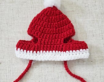Santa Hat for Cats Handmade Crochet Christmas Costume for Small Pet Festive Photo Prop Dog Accessory