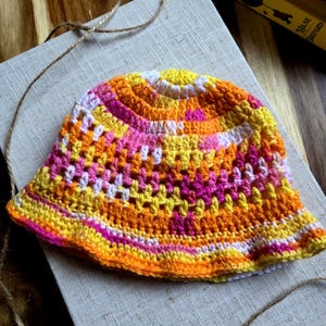 Colorful Toddler Sun Hat Handmade Crochet Summer Bucket Hat Ages 1-3