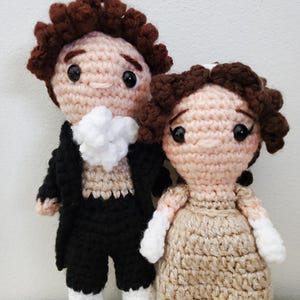Mr. Darcy and Elizabeth Bennet Crochet Dolls - Netherfield Ball Special Edition, Pride and Prejudice Jane Austen literary couple keepsake