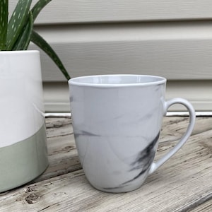 White Marble Latte Mug: Elegant Porcelain Coffee Cup