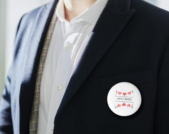Fully customized pin button. Durable metal with safety pin backing, and glossy UV-resistant front. For events, gifts, and personalization!