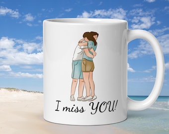 Customized gift mugs, text, names, or figures. Personalized unique coffee cup. For couples, spouses, besties, friends, or Valentines Day