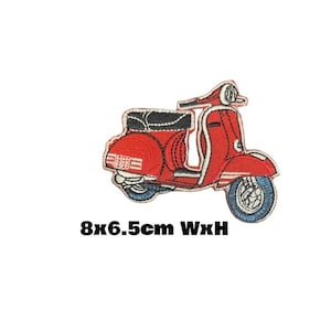 Puede incluir: Parche de hierro para scooter Vespa rojo y blanco, 8x6,5 cm.